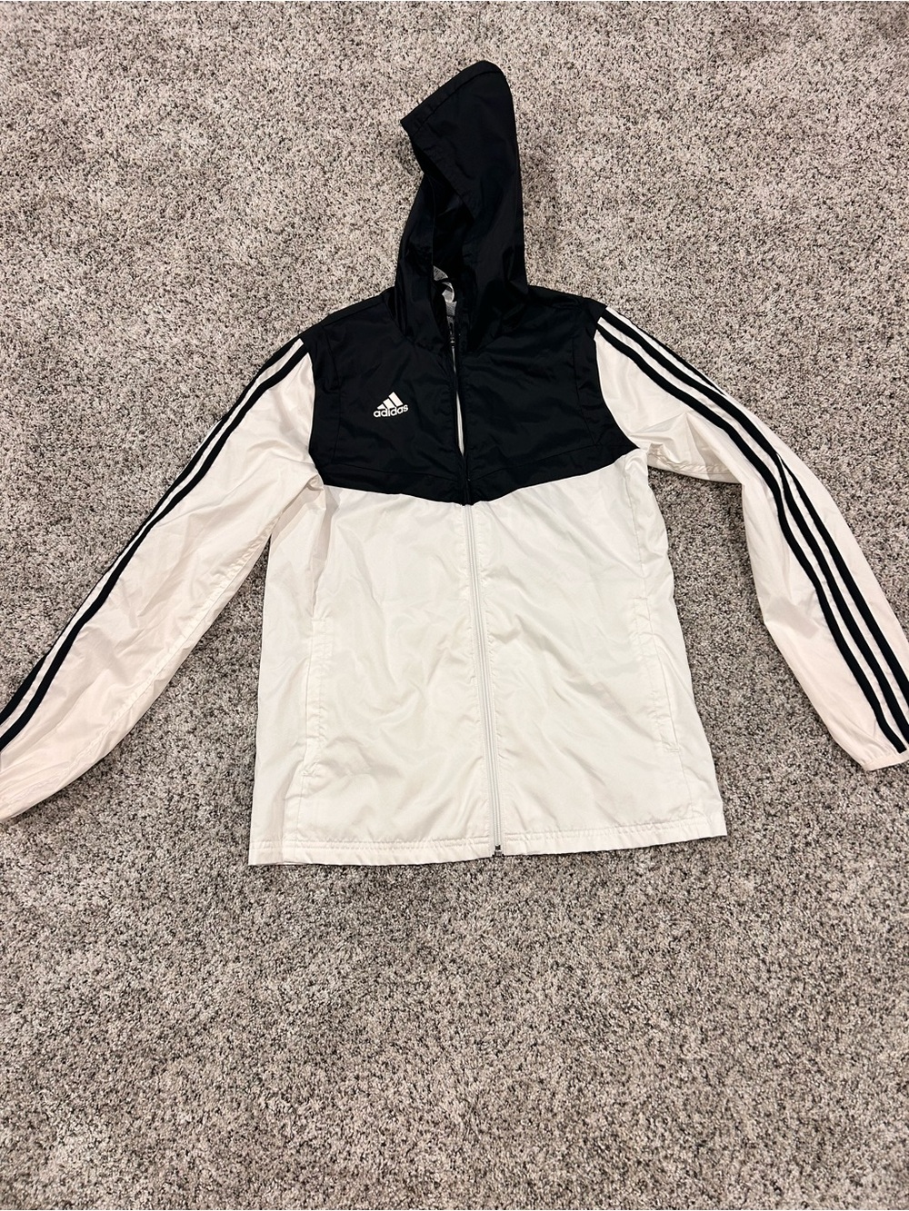 adidas Two-Tone Black and White Hooded Track Jacket